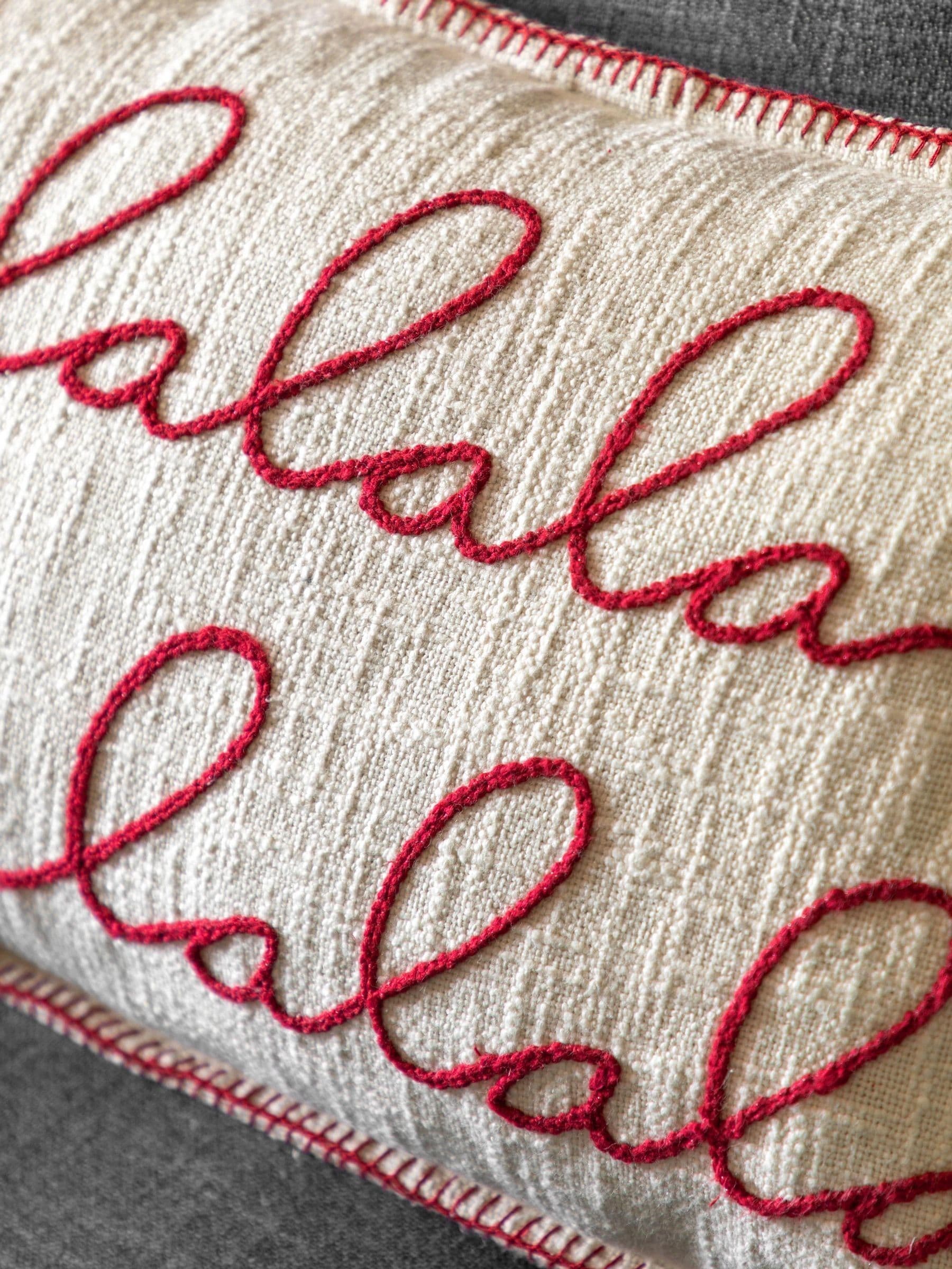 Gallery Home red Christmas cushion with Falala stitching 50cm - British product
