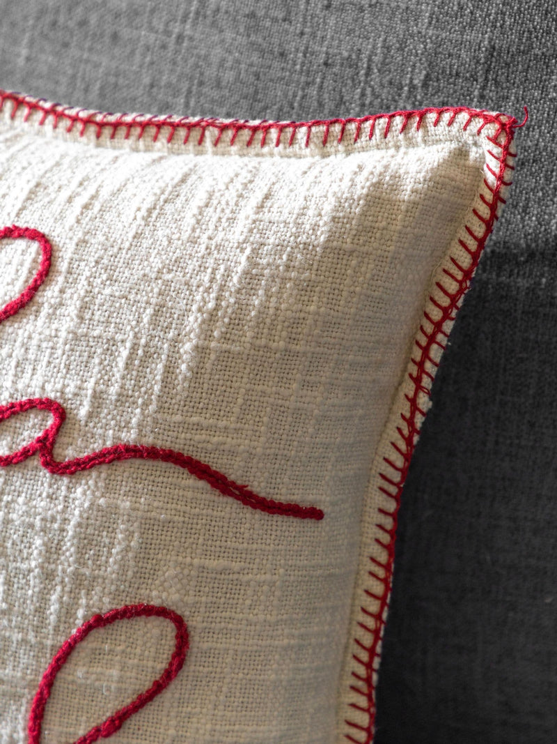 Gallery Home red Christmas cushion with Falala stitching 50cm - British product