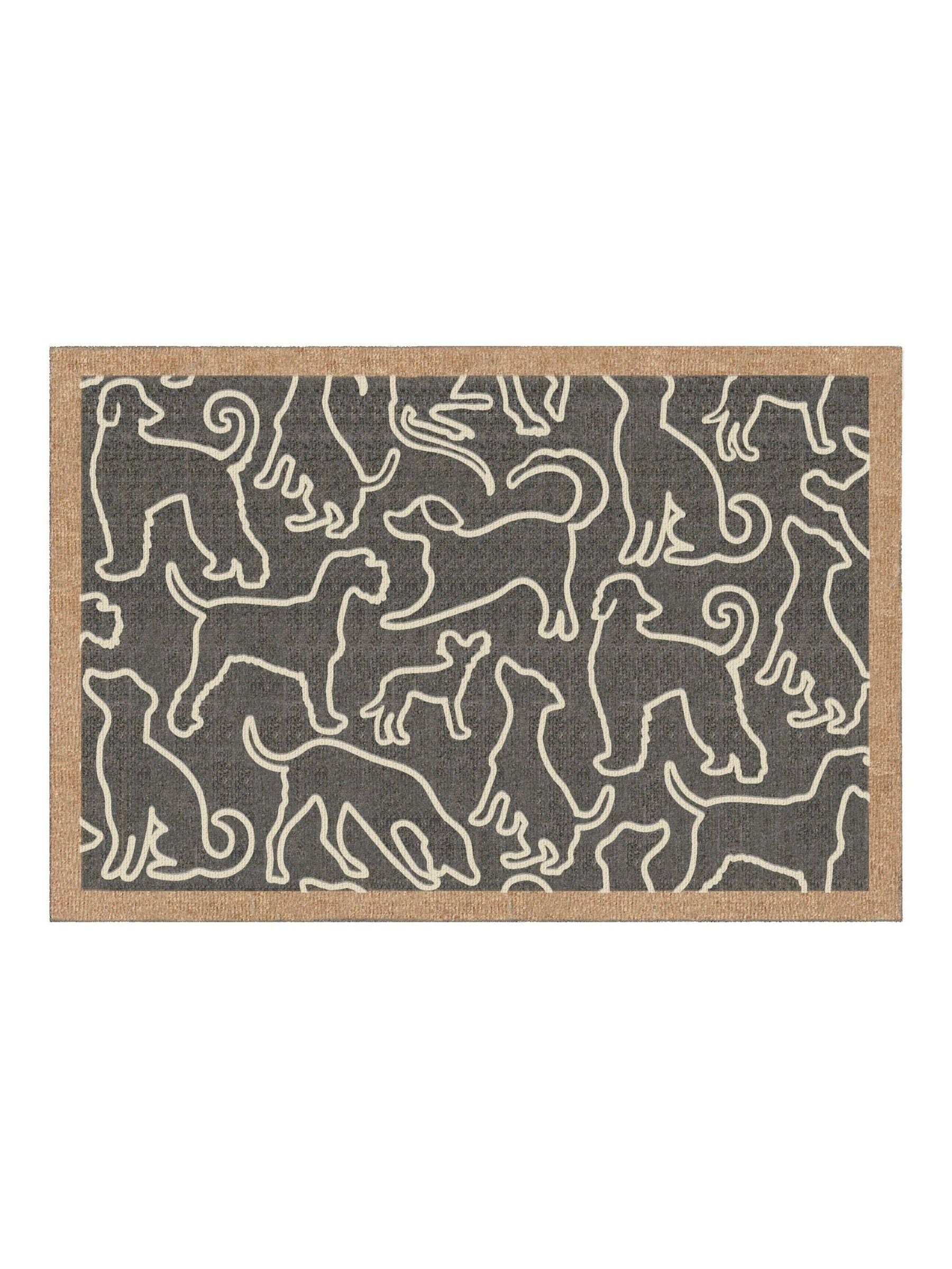 Howler & Scratch grey outlined dogs mat 50x75cm - British product
