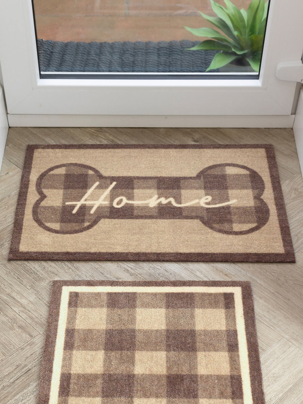 Howler & Scratch brown plaid home mat 50x75cm (British brand)
