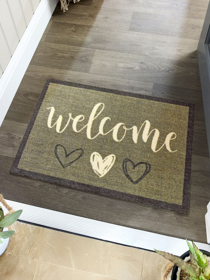 My Mat Welcome Hearts doormat 50cm wide - British product