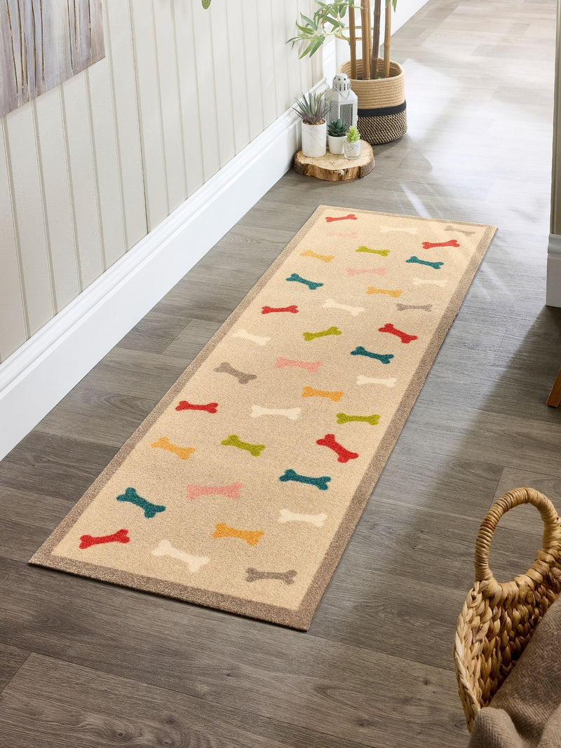 Howler & Scratch beige multibones pet runner 50x150cm, imported from the UK