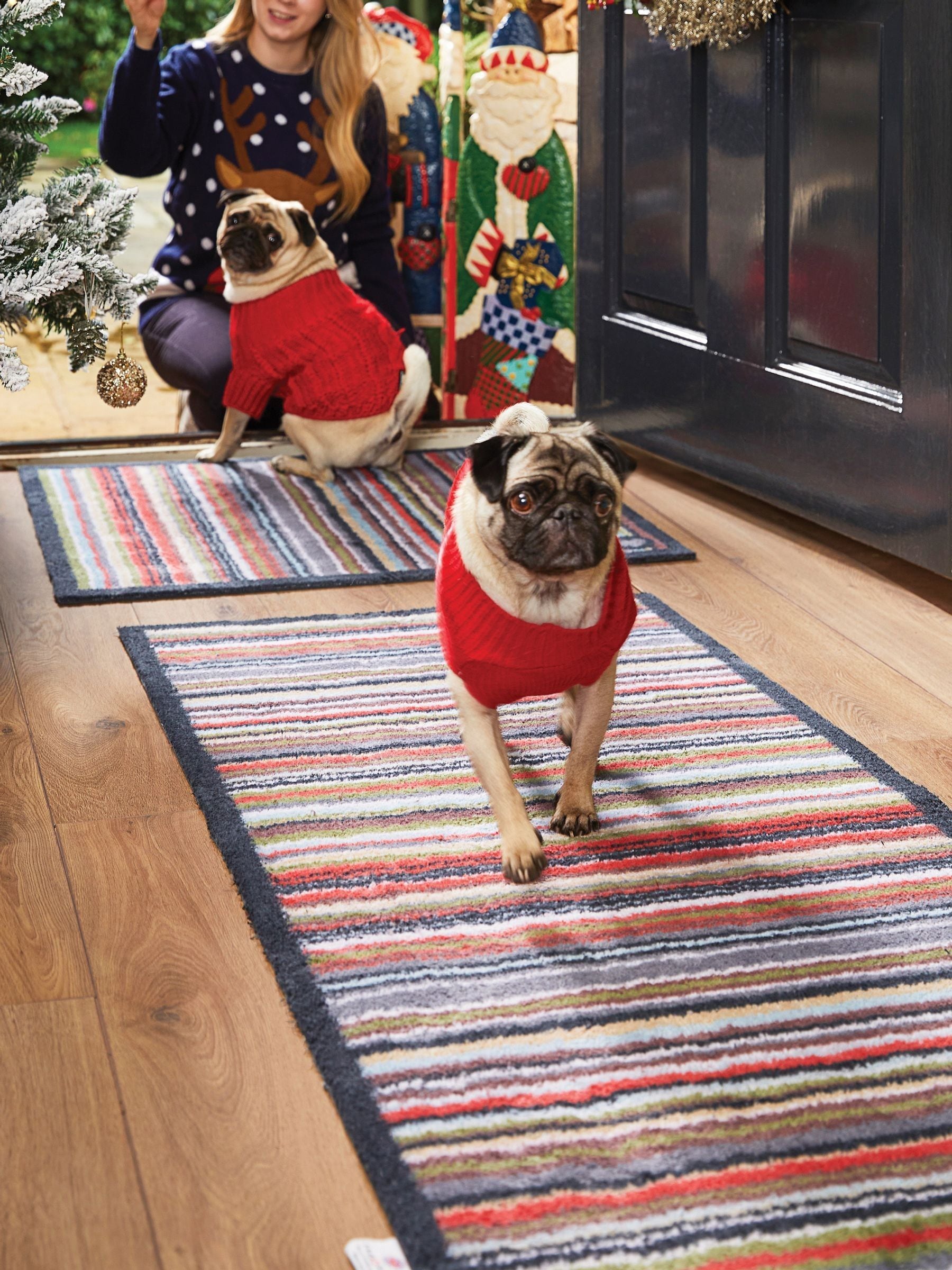 Hug Rug Multi Stripe 32 runner rug 65x150cm, imported from the UK