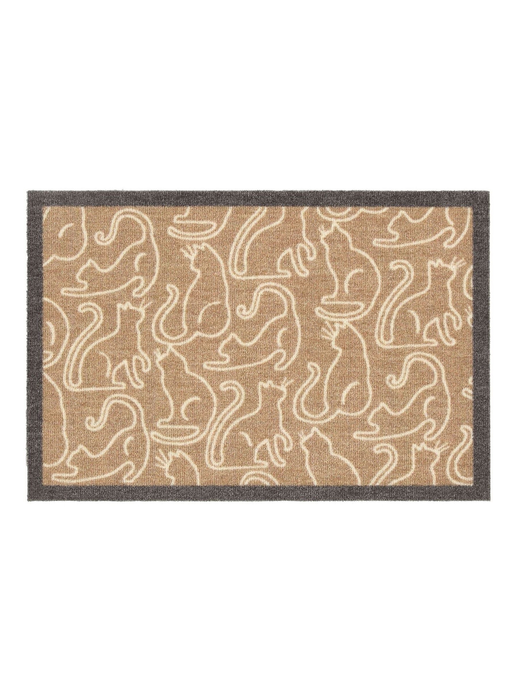 Howler & Scratch cat mat beige outlined cats design 50x75cm (British brand)