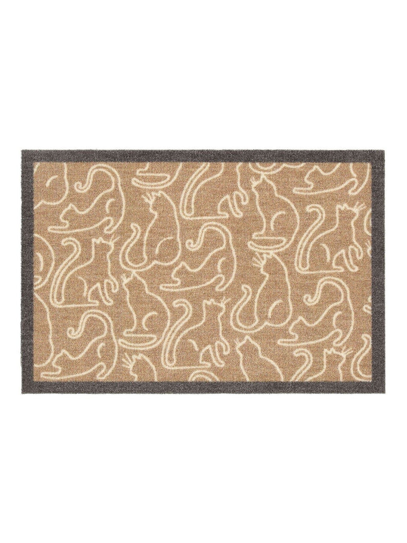 Howler & Scratch cat mat beige outlined cats design 50x75cm (British brand)