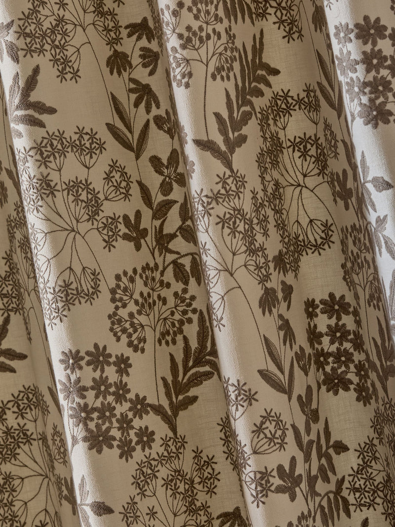 Natural Collection floral embroidered pencil pleat lined curtains, UK version