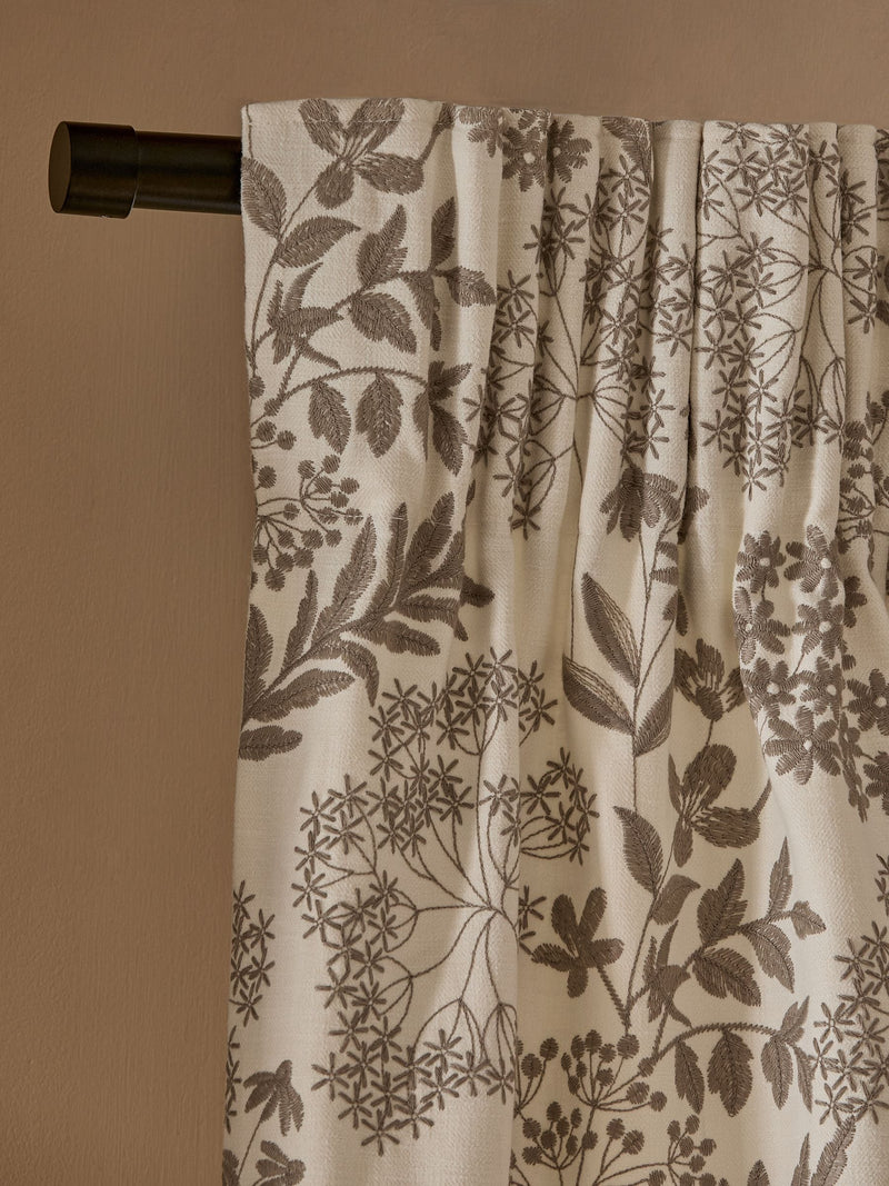 Natural Collection floral embroidered pencil pleat lined curtains, UK version