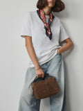 Tan brown leather slouchy cross-body bag with magnetic flap (British brand)