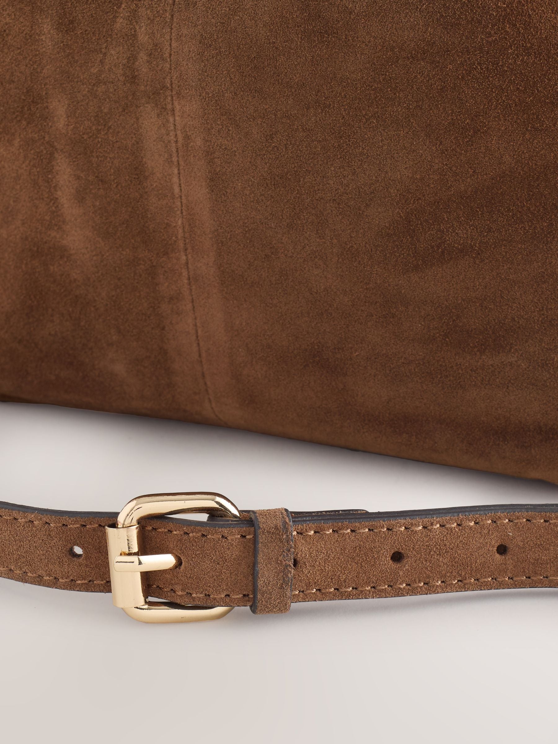 Tan brown leather slouchy cross-body bag with magnetic flap (British brand)