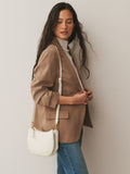 White leather scoop cross-body bag with adjustable strap, UK version