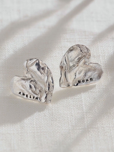 Posh Totty Designs Personlige Lykke Hjerte Øredobber Sterlingsølv 2 cm