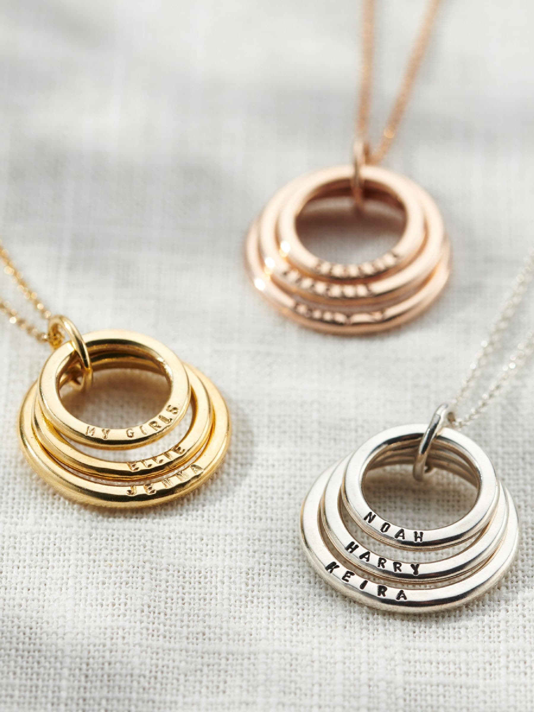 Posh Totty Designs personalised family names necklace, imported from the UK