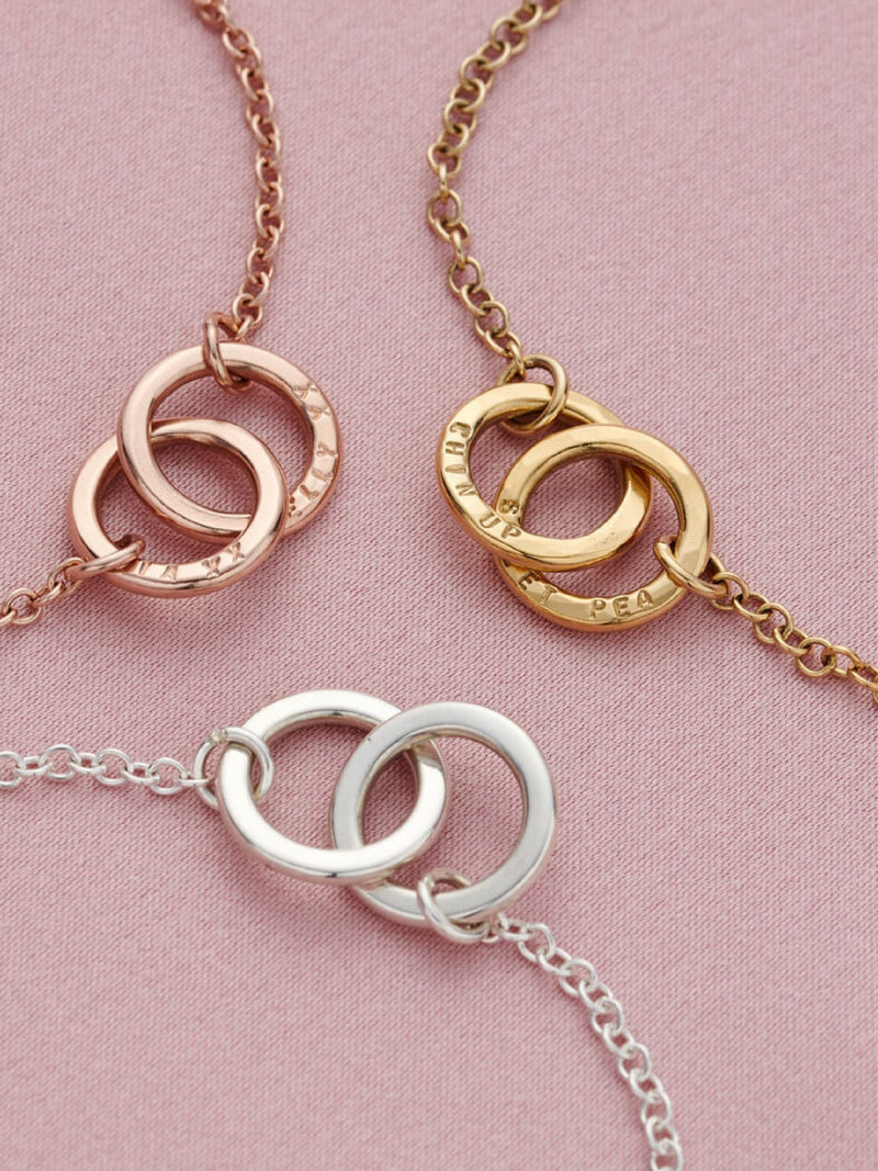 Posh Totty Designs double hoop names bracelet 19cm, imported from the UK