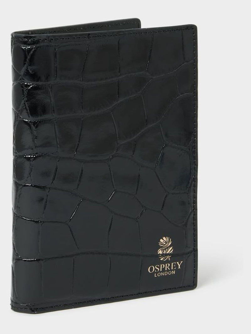 Osprey London black Wentworth Italian leather passport cover, UK version