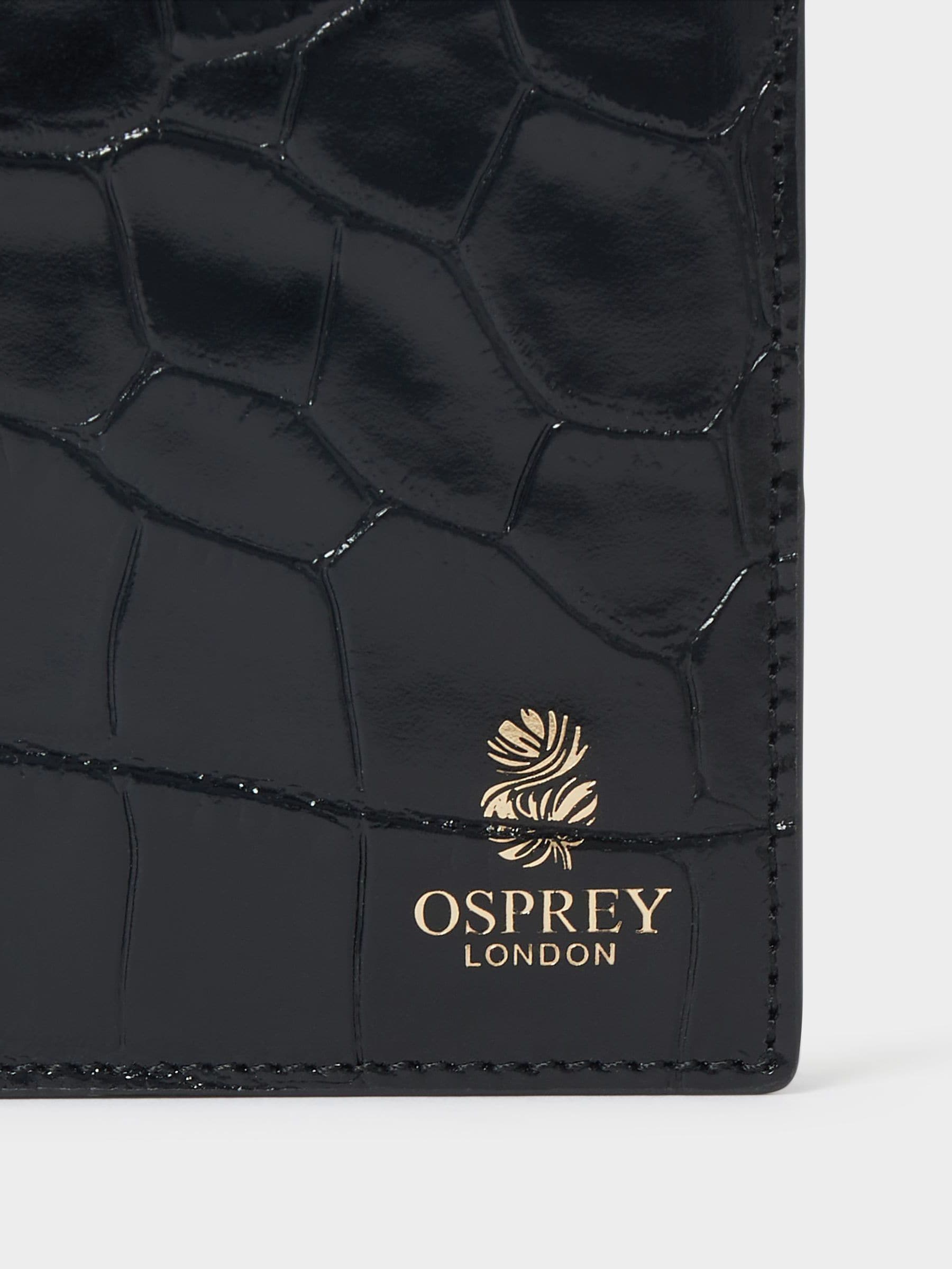 Osprey London black Wentworth Italian leather passport cover, UK version