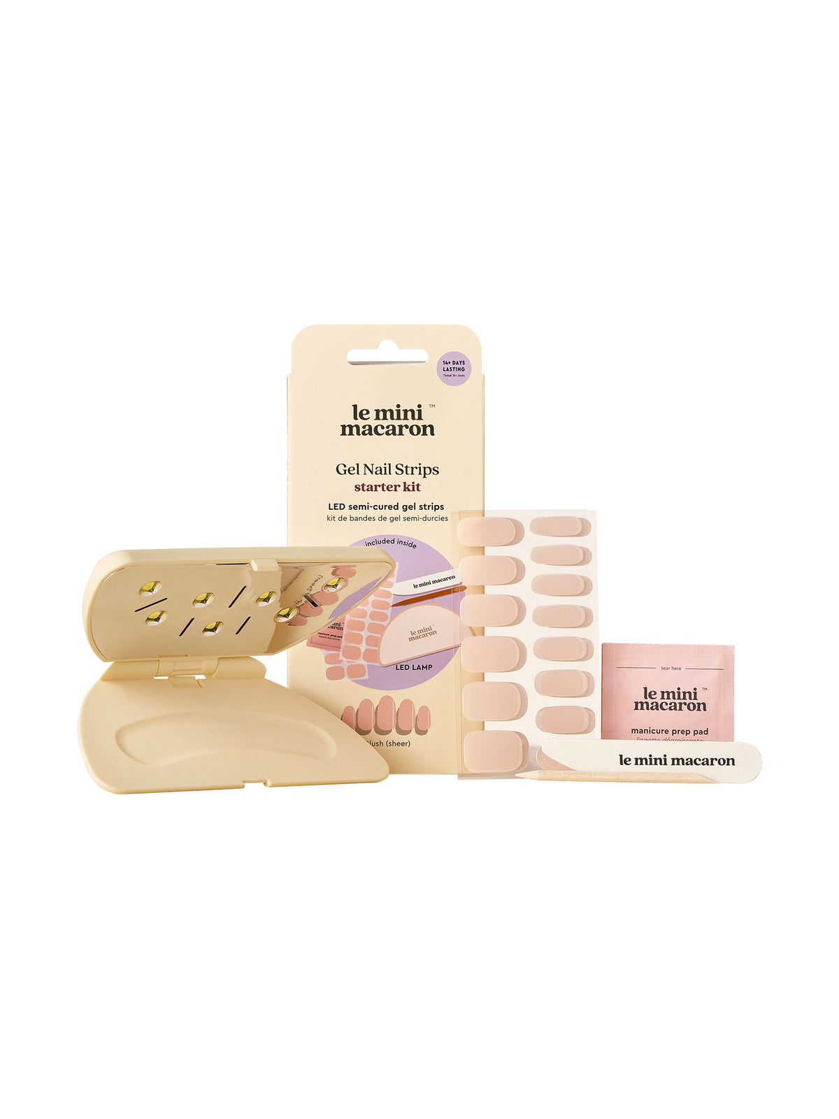 Le Mini Macaron blush semi cured gel strips starter kit, UK version