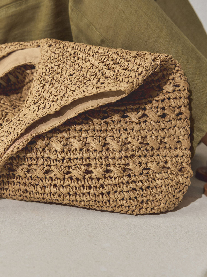 Natural raffia effect shoulder bag (British brand)