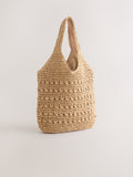 Natural raffia effect shoulder bag (British brand)