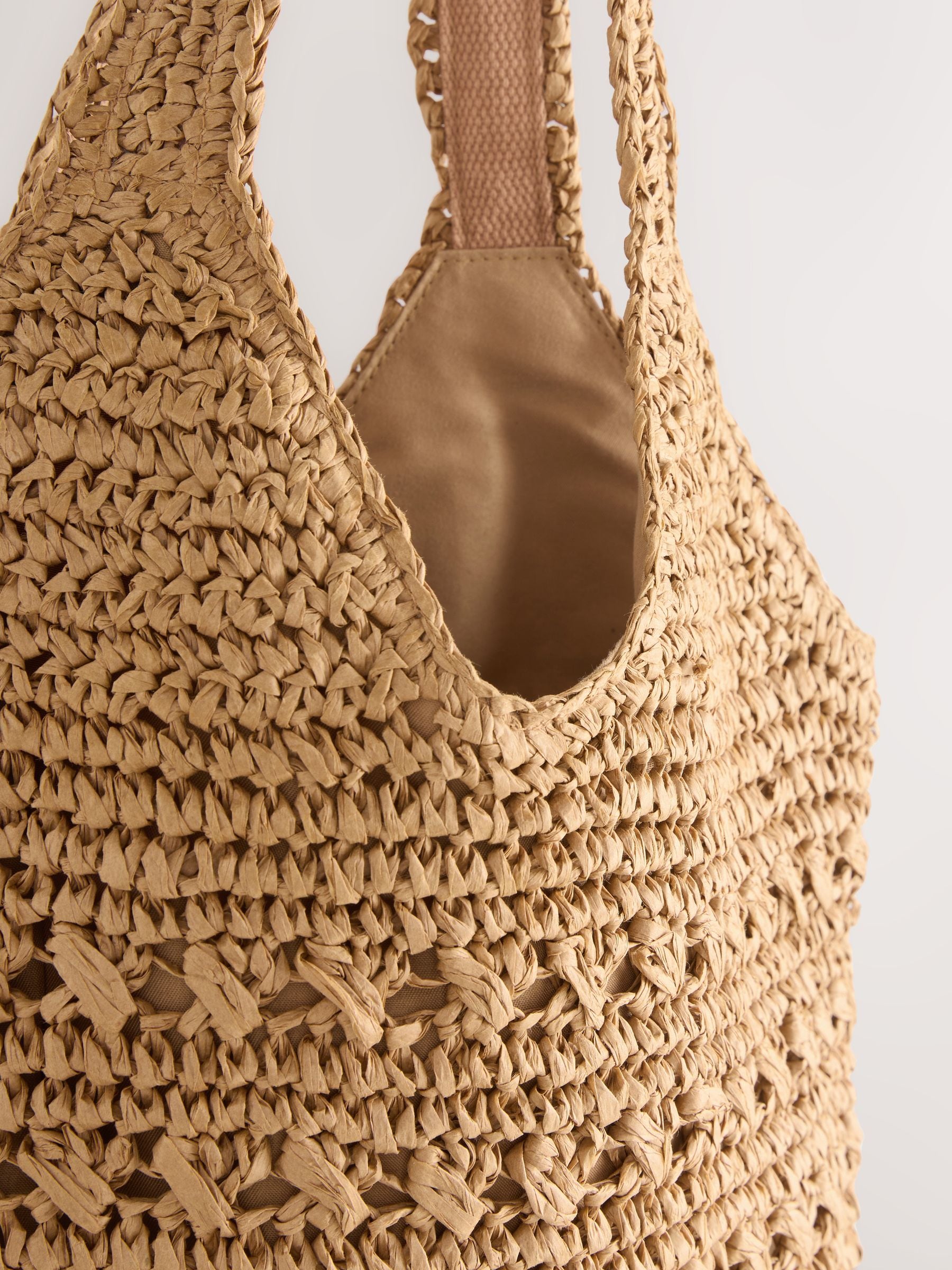 Natural raffia effect shoulder bag (British brand)