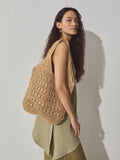 Natural raffia effect shoulder bag (British brand)