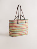 Le Marais stripe shoulder bag with raffia effect, imported from the UK