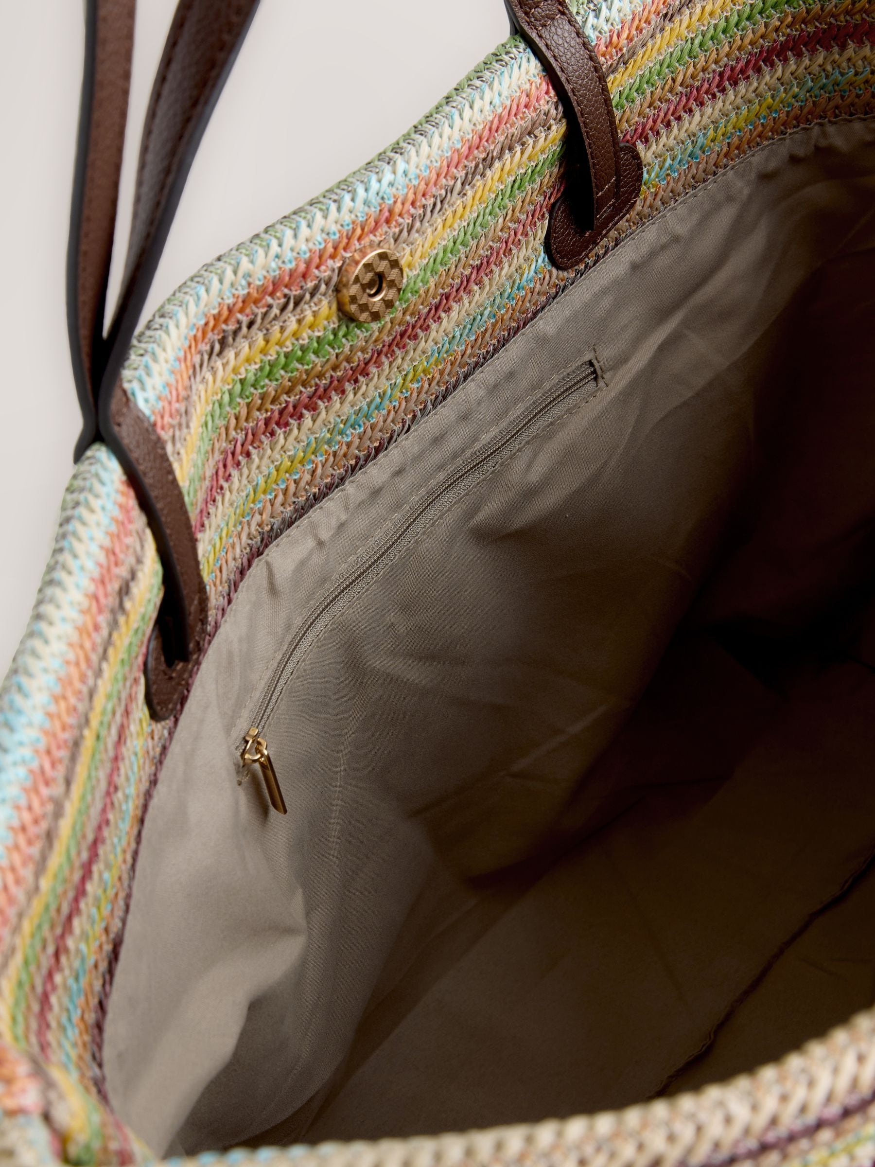 Le Marais stripe shoulder bag with raffia effect, imported from the UK