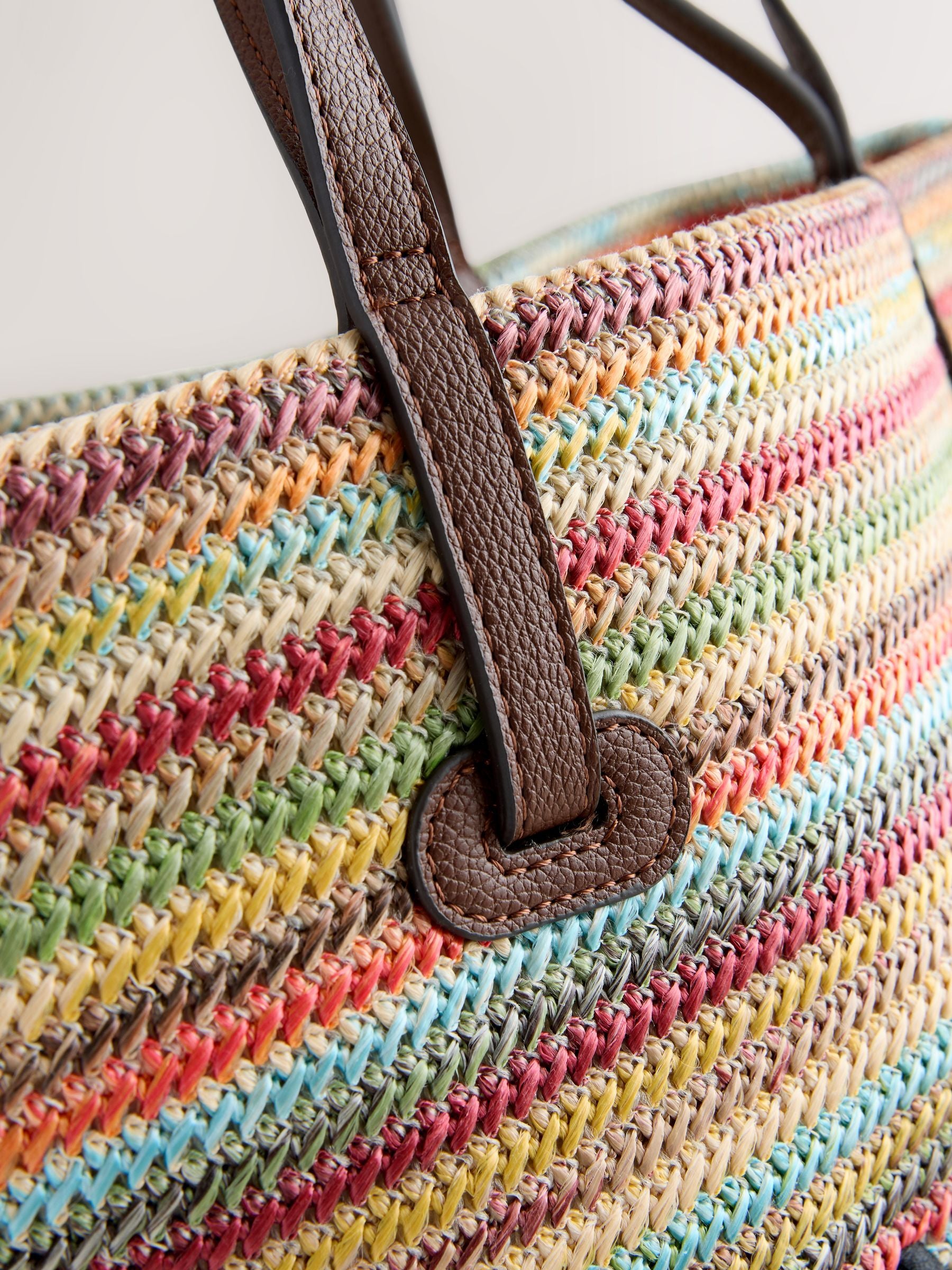 Le Marais stripe shoulder bag with raffia effect, imported from the UK