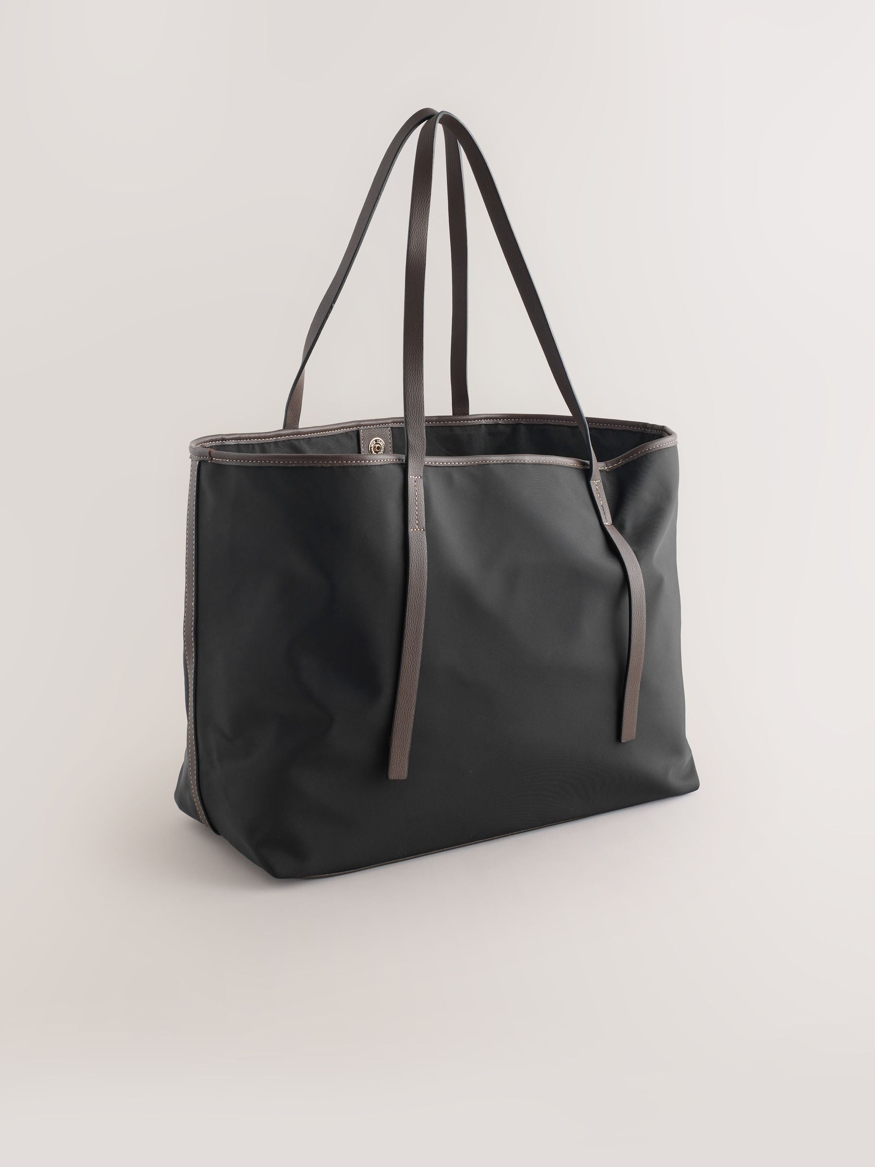 Black nylon shoulder bag with zip pocket, tote style (British brand)