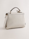 White belted hand-held bag with lock opening, 21cm - British product
