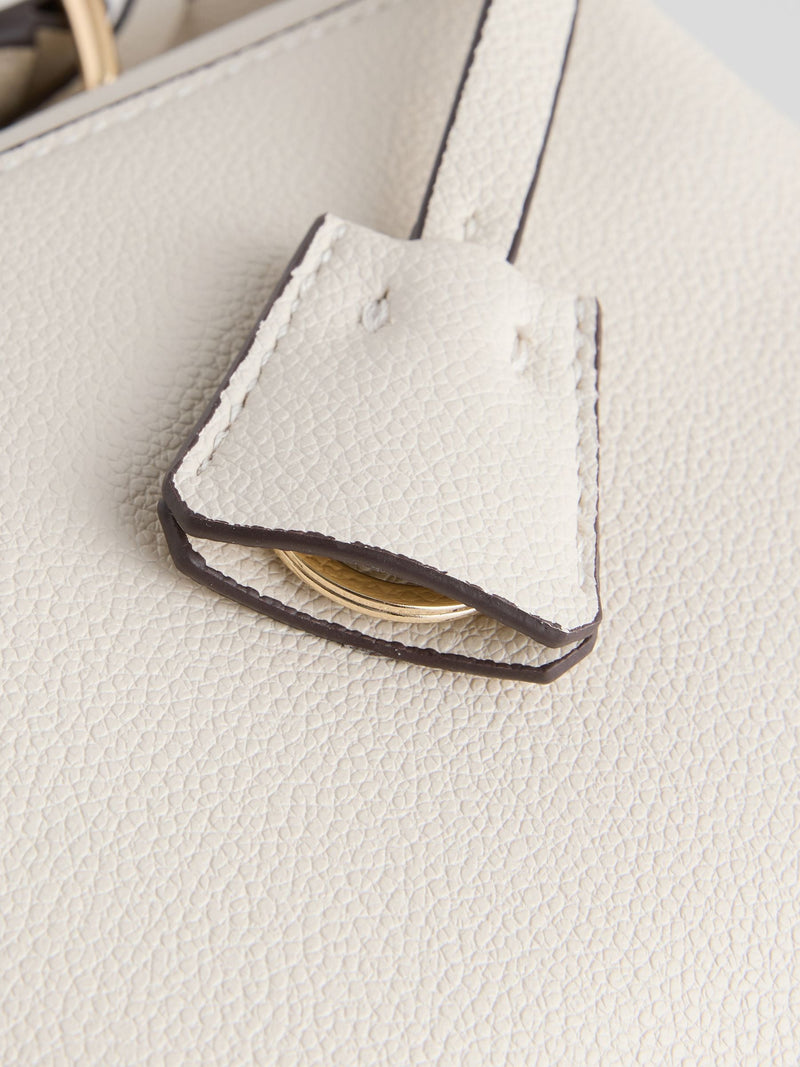 White belted hand-held bag with lock opening, 21cm - British product