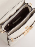 White belted hand-held bag with lock opening, 21cm - British product