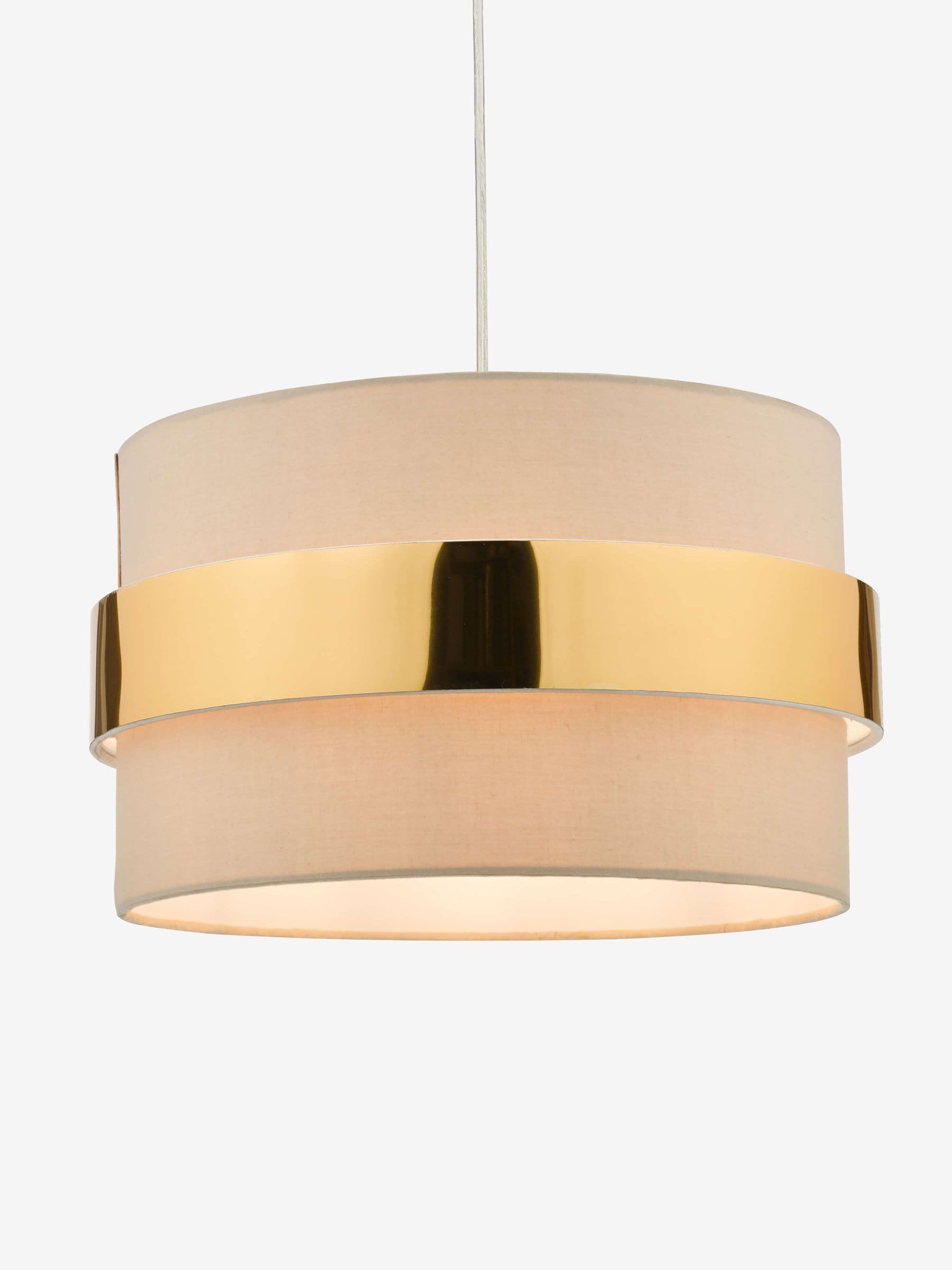 Dar Lighting Oki taupe cotton ceiling light 38cm, UK version