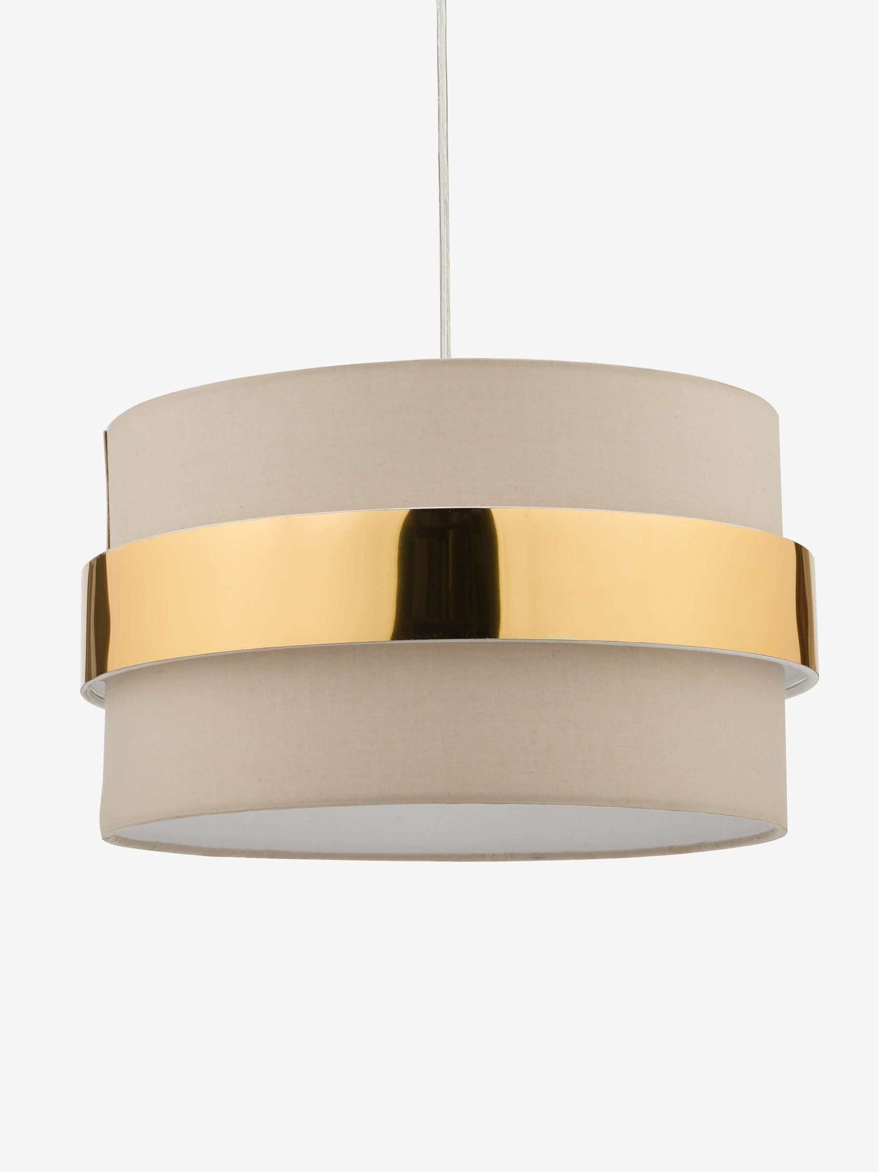 Dar Lighting Oki taupe cotton ceiling light 38cm, UK version