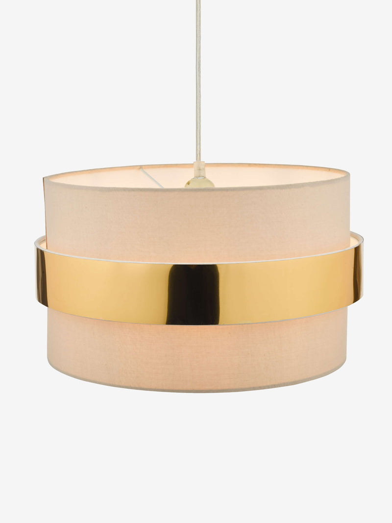 Dar Lighting Oki taupe cotton ceiling light 38cm, UK version