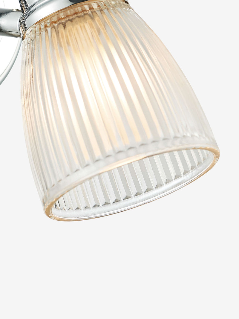 Dar Lighting Cedric wall light polished chrome ribbed glass, imported from the UK
