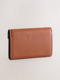 Tan brown envelope lock purse with gold-tone lock (British brand)