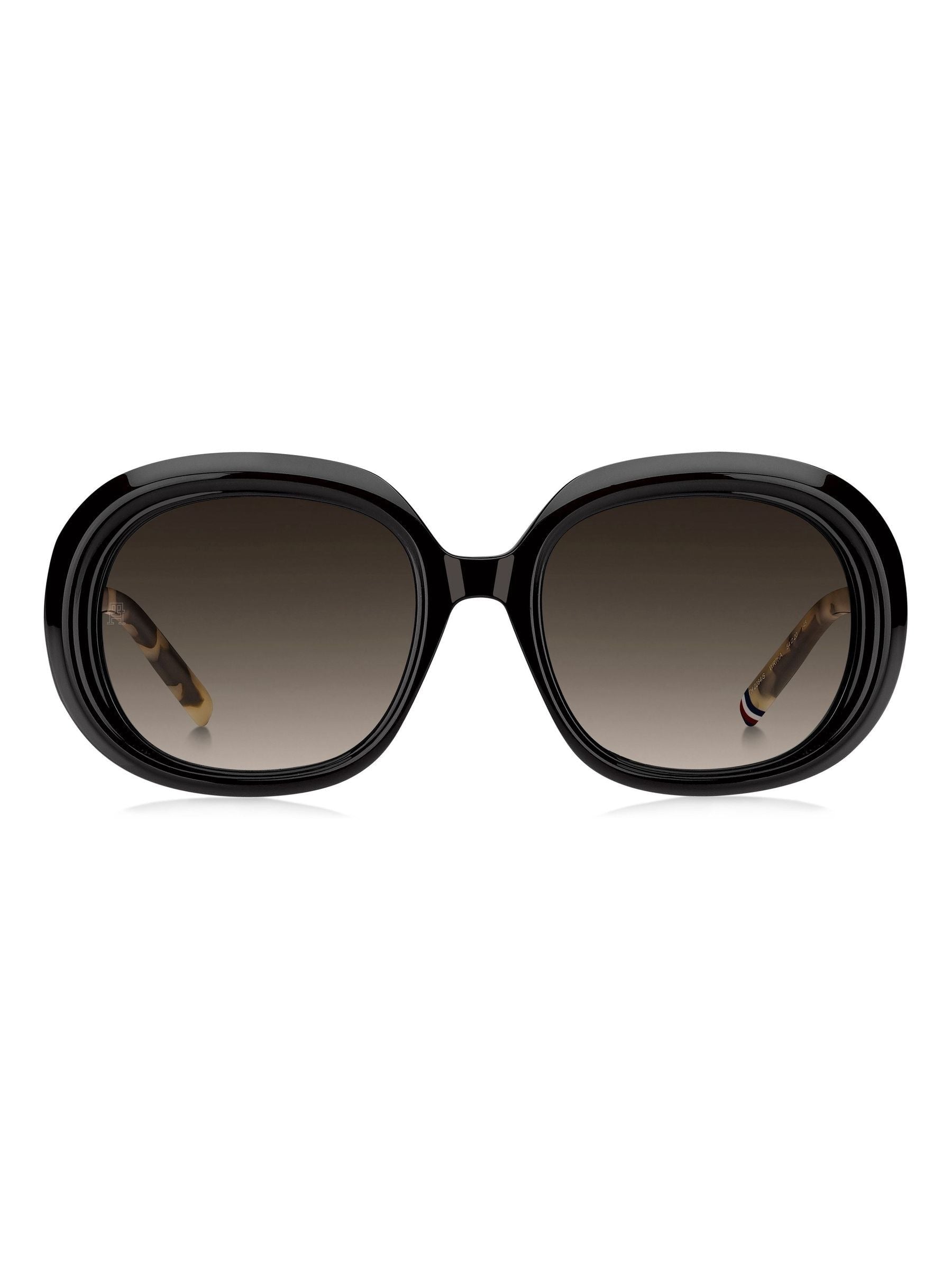 Tommy Hilfiger black round sunglasses with tortoiseshell arms, imported from the UK