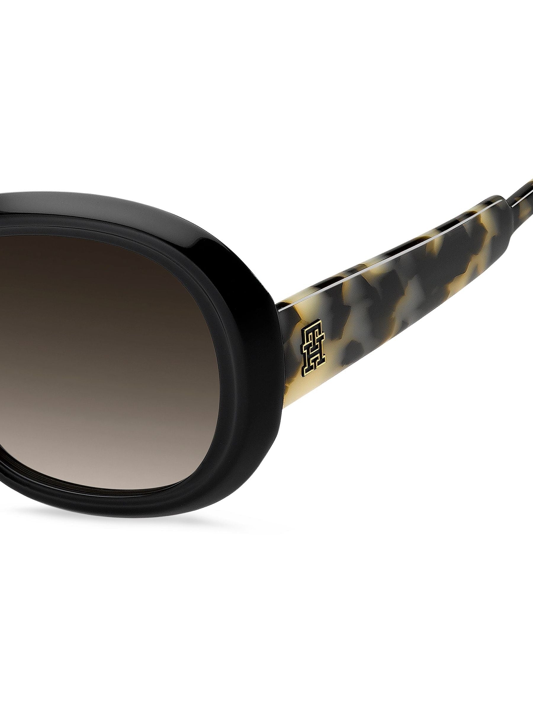Tommy Hilfiger black round sunglasses with tortoiseshell arms, imported from the UK