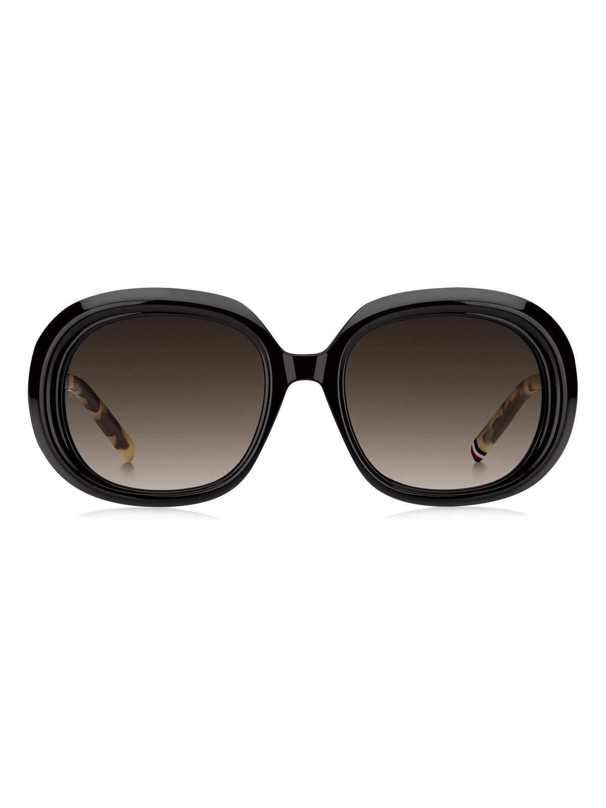 Tommy Hilfiger black round sunglasses with tortoiseshell arms, imported from the UK