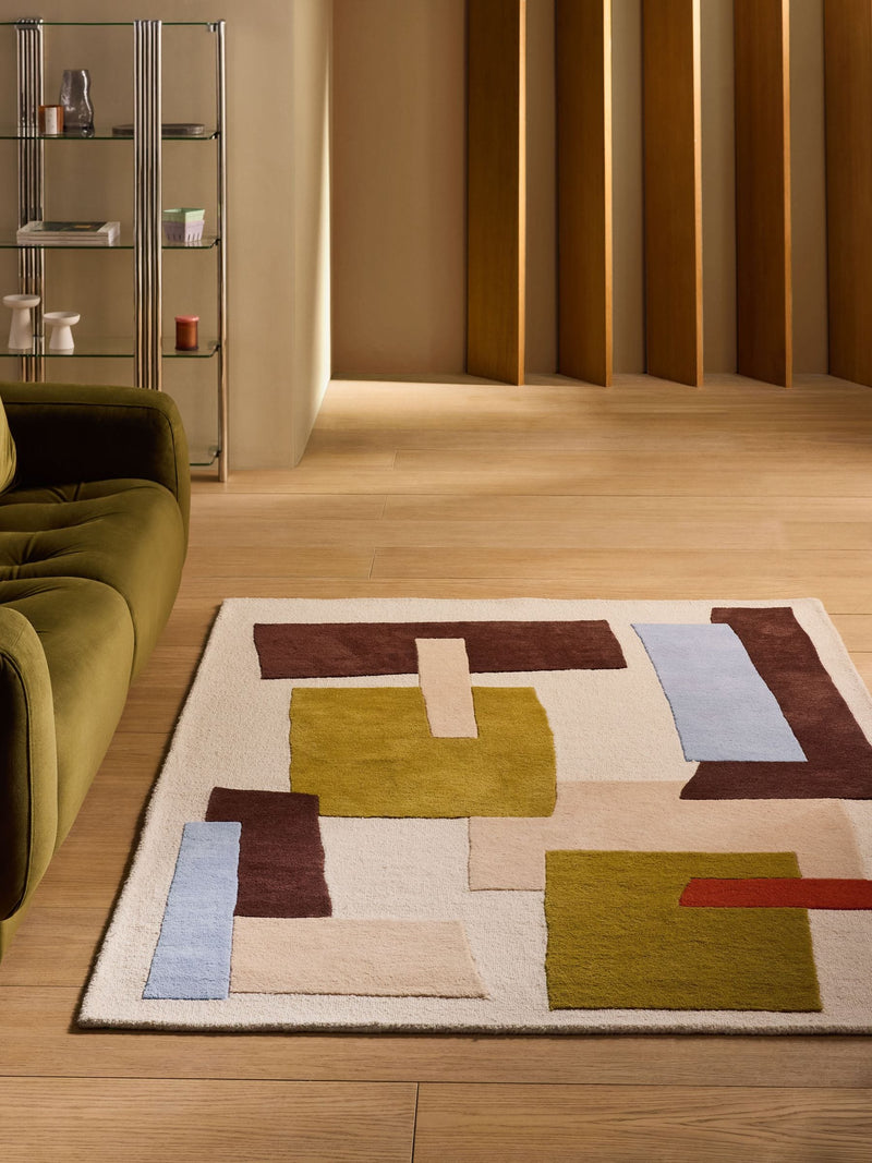 MADE.COM wool tufted rug with geometric design, imported from the UK