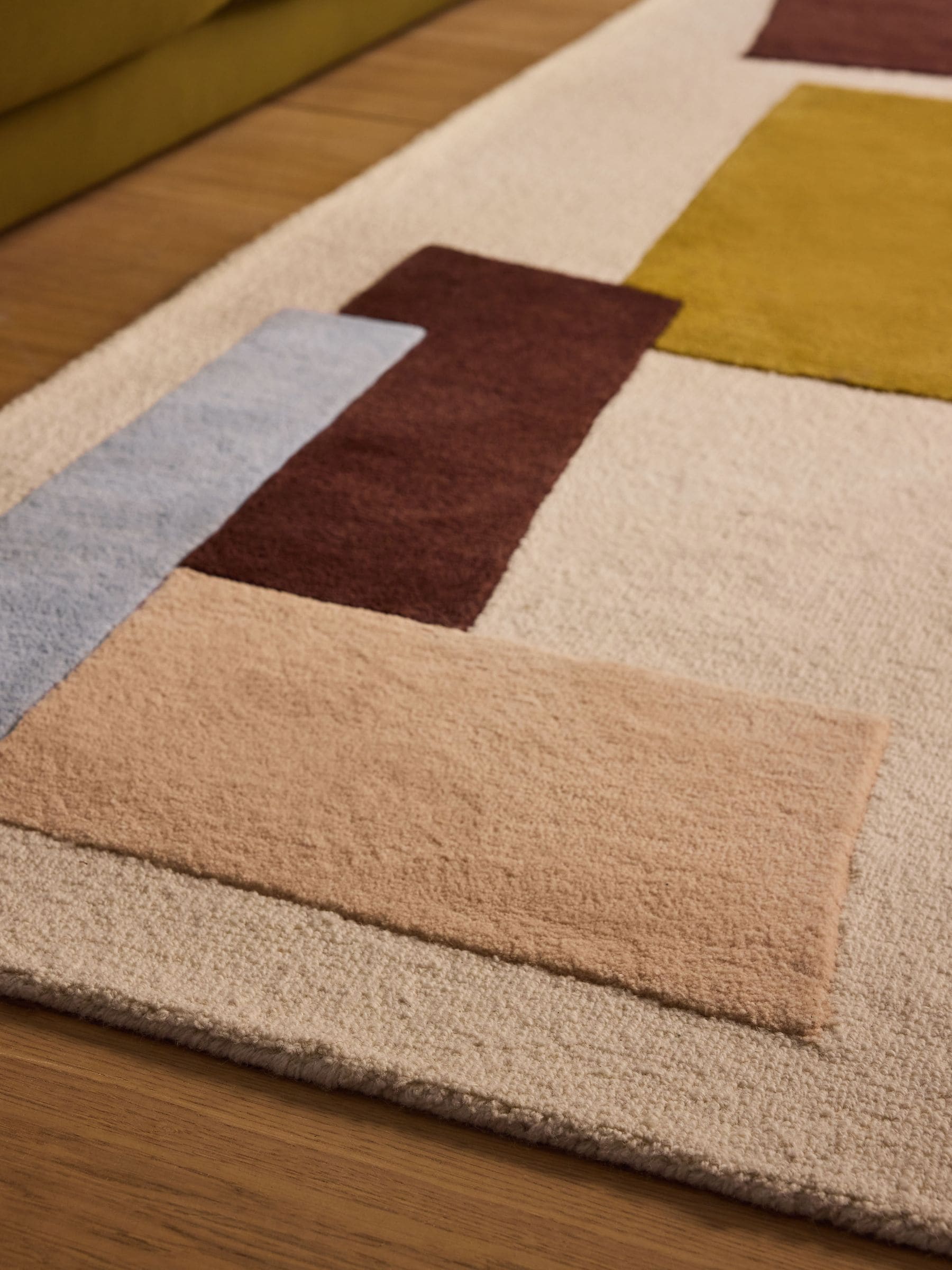 MADE.COM wool tufted rug with geometric design, imported from the UK