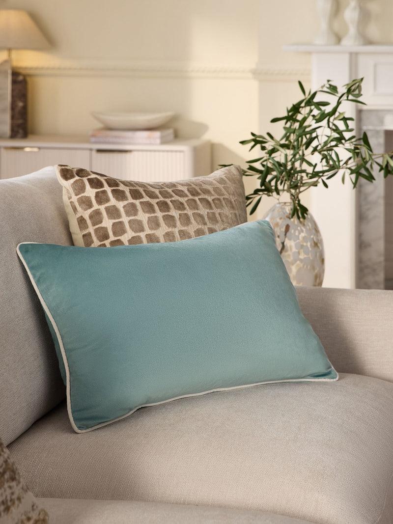 Dark Green Matte Velvet Contrast Pipe Cushion - 50 x 50cm