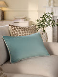 Dark Green Matte Velvet Contrast Pipe Cushion - 50 x 50cm