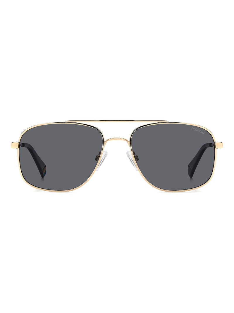 Polaroid gold rectangular metal sunglasses with double bridge - British product