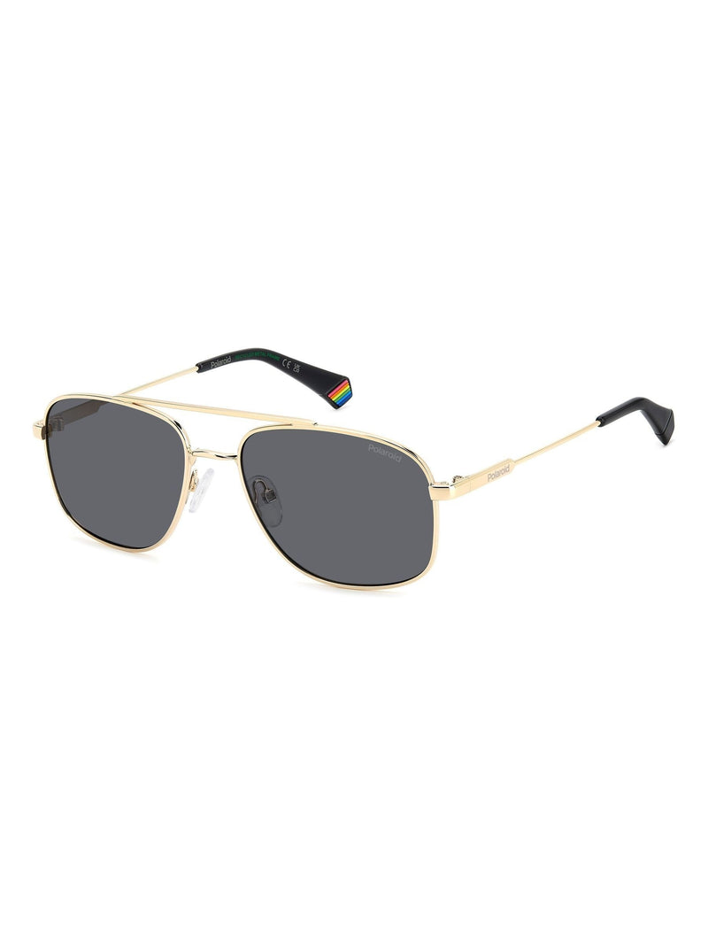 Polaroid gold rectangular metal sunglasses with double bridge - British product