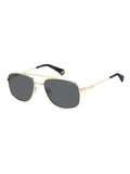 Polaroid gold rectangular metal sunglasses with double bridge - British product