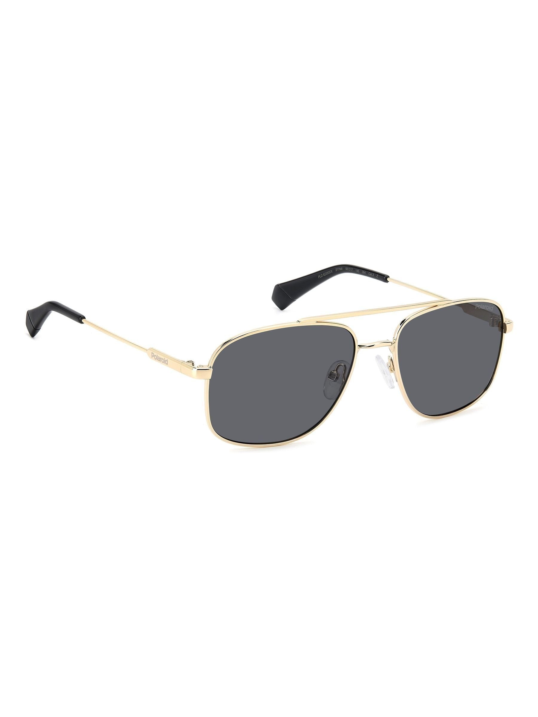 Polaroid gold rectangular metal sunglasses with double bridge - British product