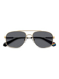 Polaroid gold rectangular metal sunglasses with double bridge - British product
