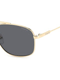 Polaroid gold rectangular metal sunglasses with double bridge - British product