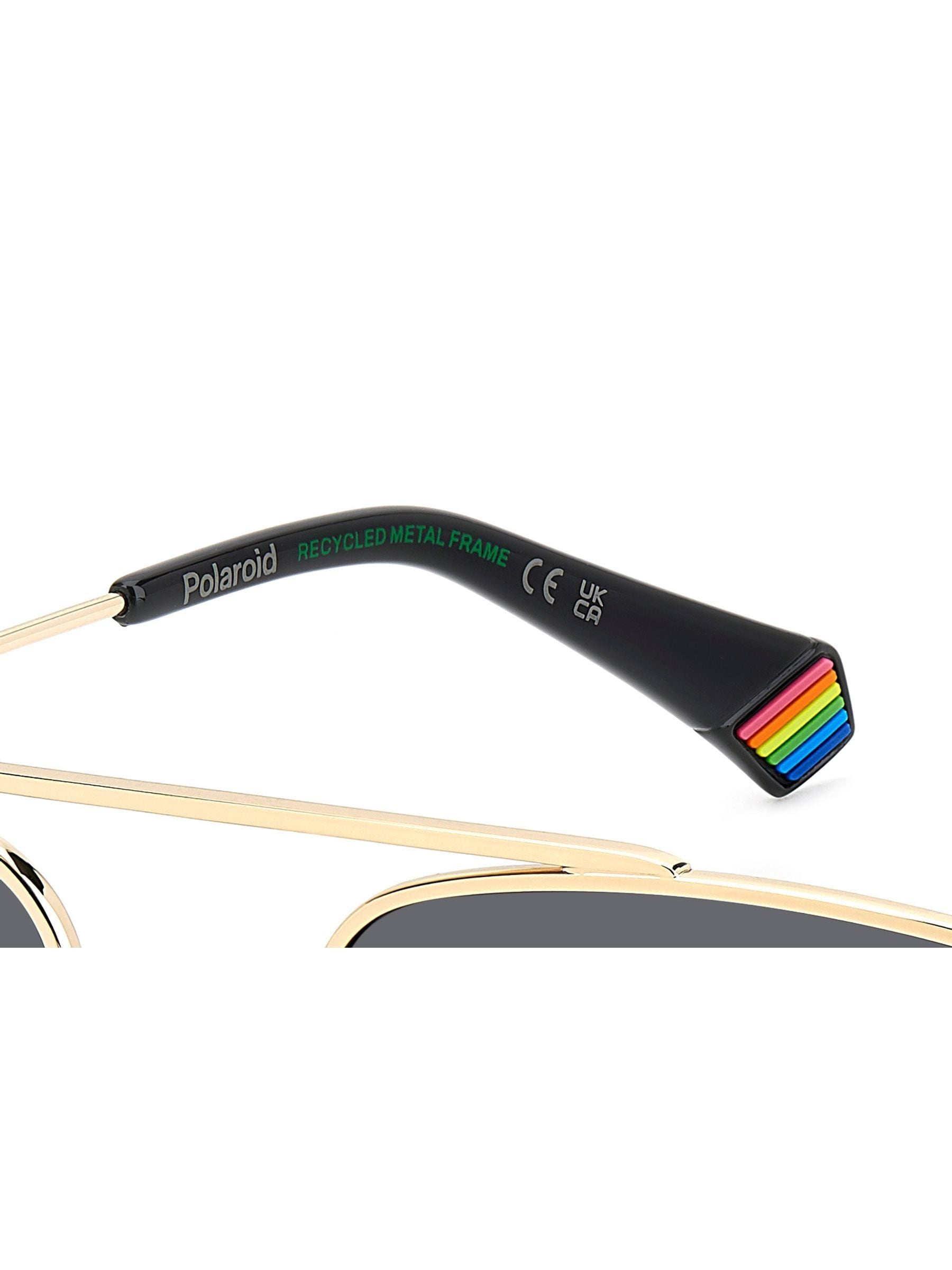 Polaroid gold rectangular metal sunglasses with double bridge - British product